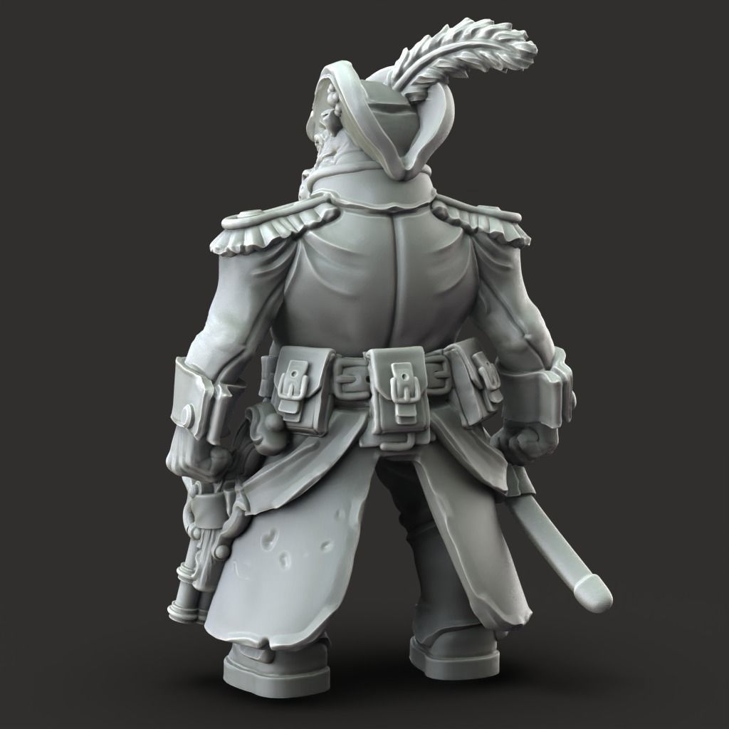 Giff Captain - 3D Printable TTRPG - PRESUPPORTED - 32mm Scale 3D print model_9