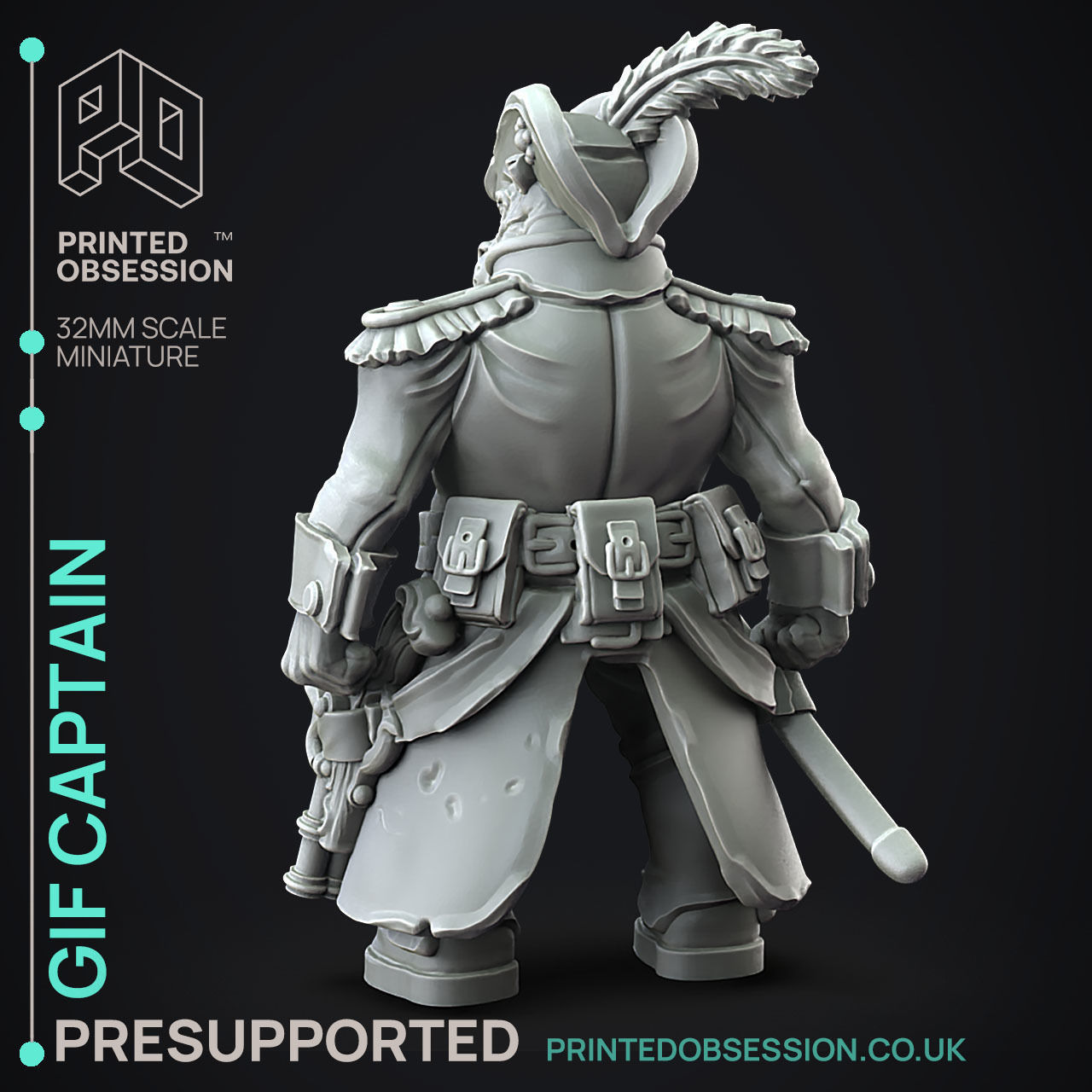 Giff Captain - 3D Printable TTRPG - PRESUPPORTED - 32mm Scale 3D print model_11