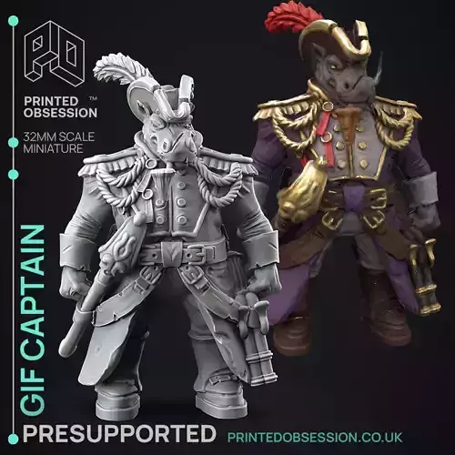 Giff Captain - 3D Printable TTRPG - PRESUPPORTED - 32mm Scale 3D print model