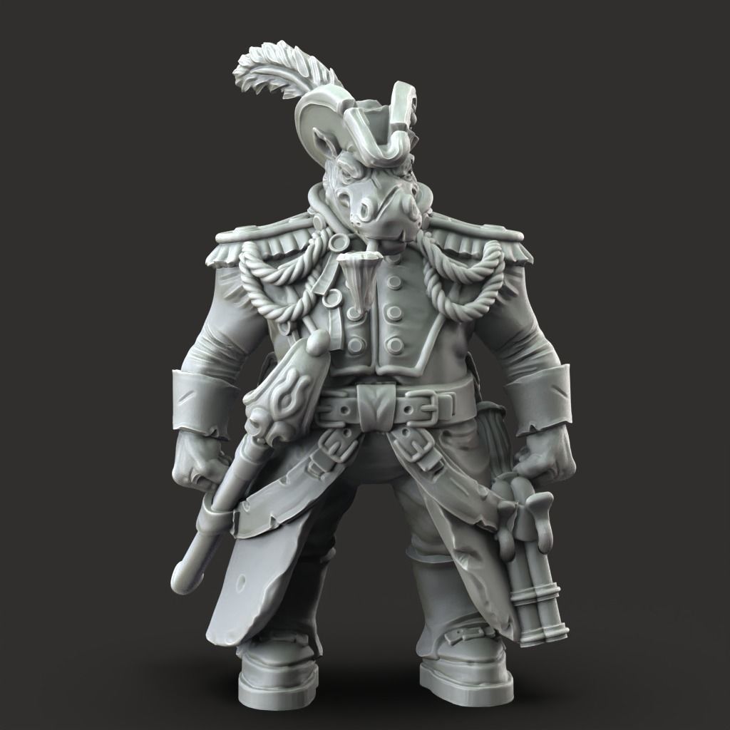 Giff Captain - 3D Printable TTRPG - PRESUPPORTED - 32mm Scale 3D print model_2