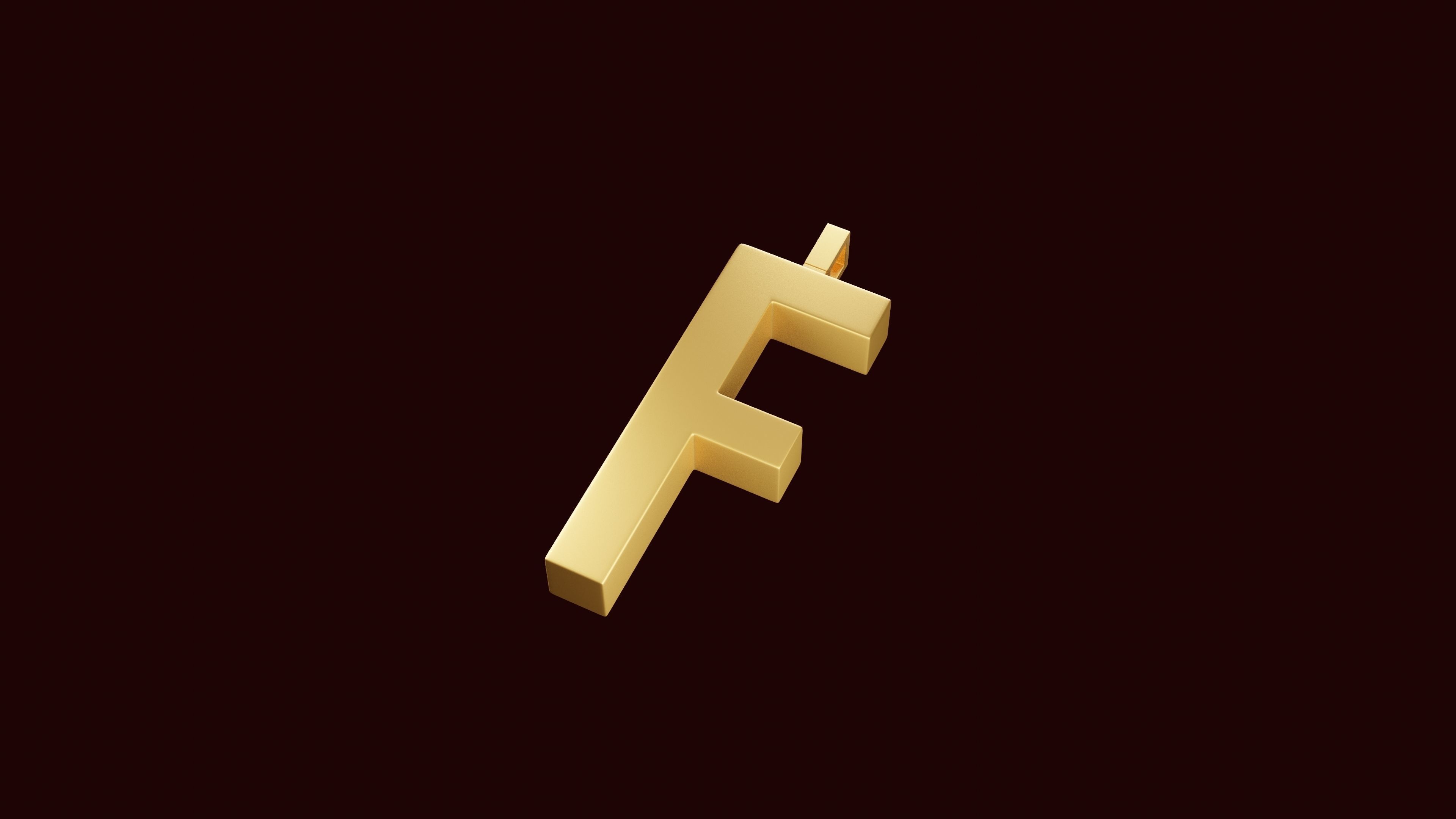 F Letter Pendant 3D print model_2