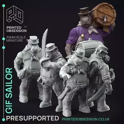 Giff Sailors - 3D Printable TTRPG - PRESUPPORTED - 32mm Scale