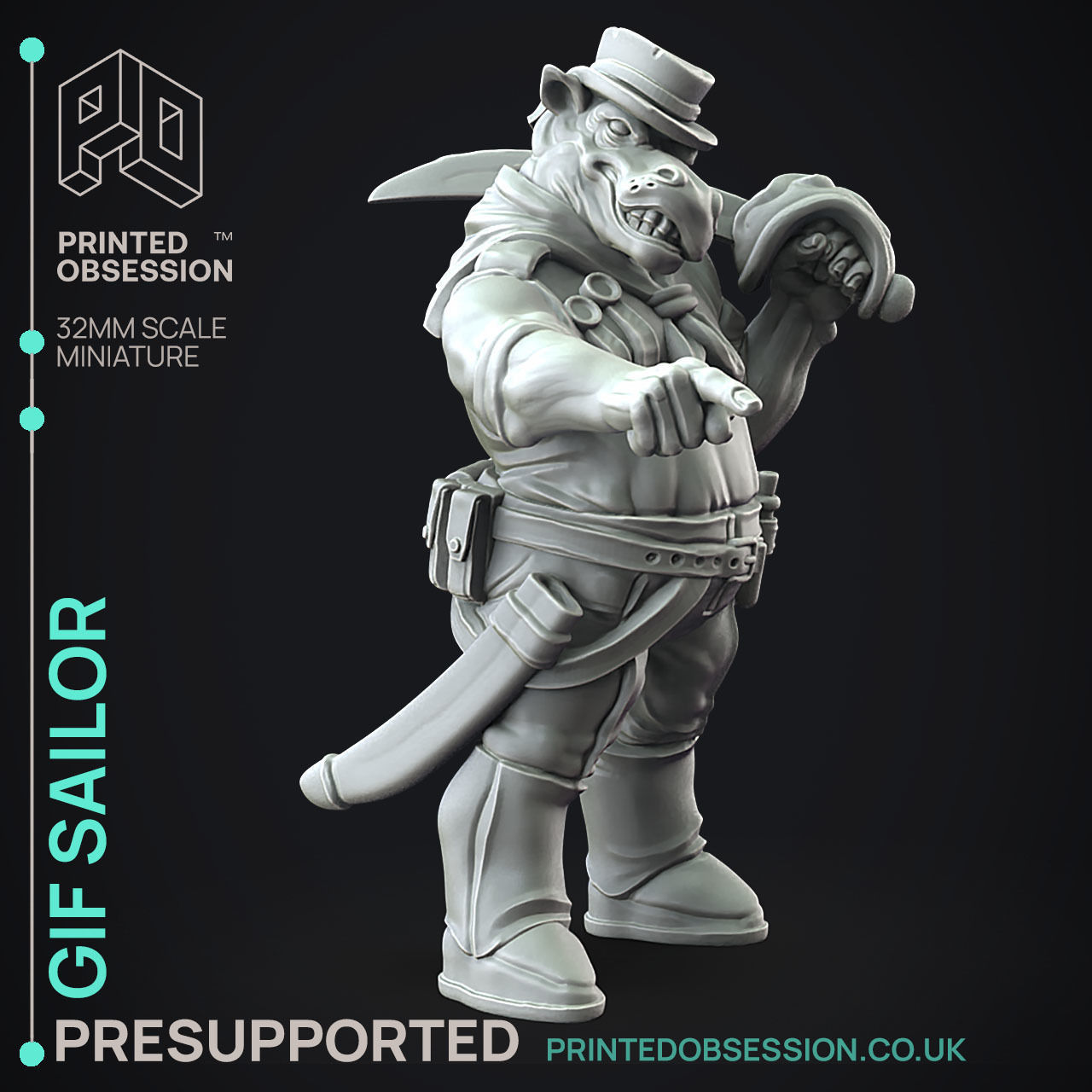 Giff Sailors - 3D Printable TTRPG - PRESUPPORTED - 32mm Scale 3D print model_8