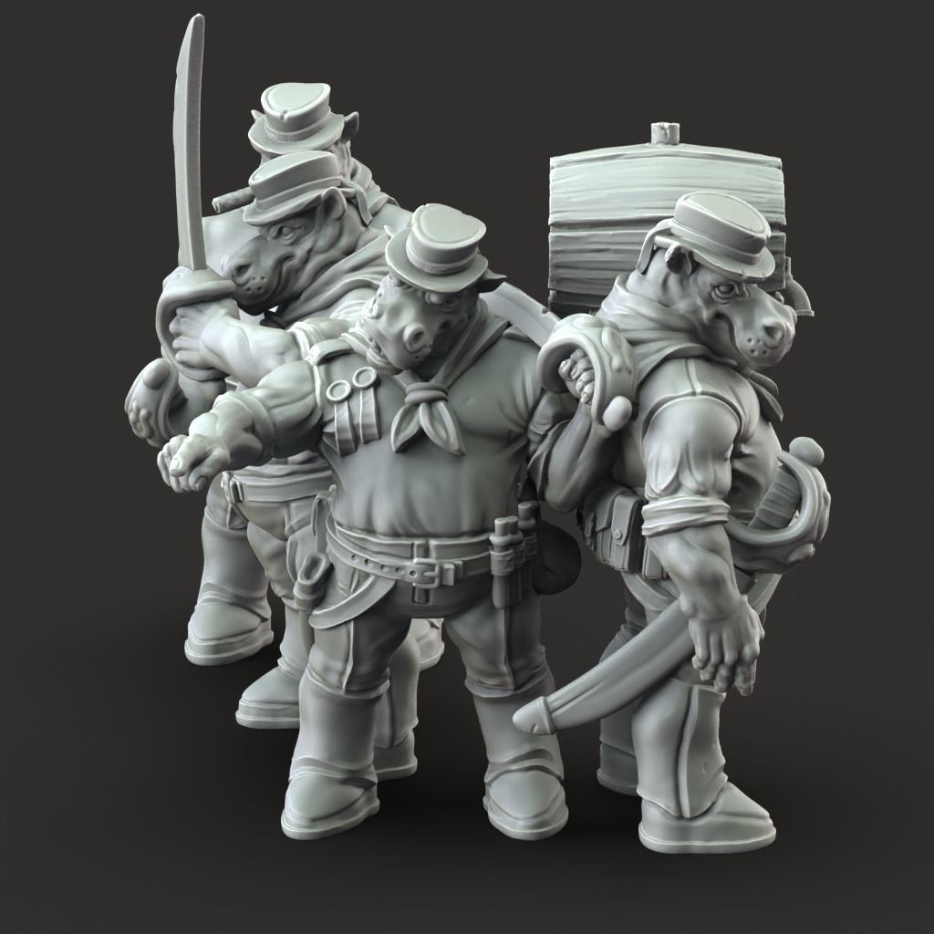 Giff Sailors - 3D Printable TTRPG - PRESUPPORTED - 32mm Scale 3D print model_11