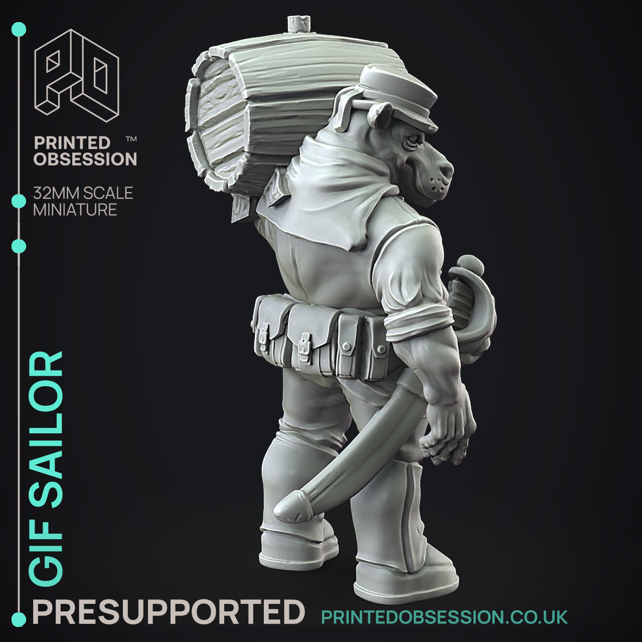 Giff Sailors - 3D Printable TTRPG - PRESUPPORTED - 32mm Scale 3D print model_5