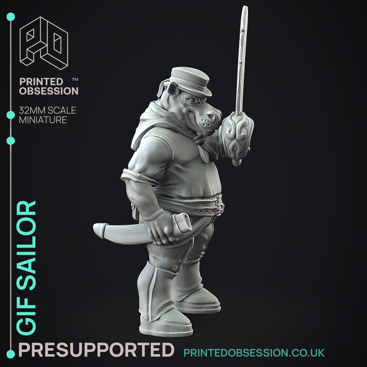 Giff Sailors - 3D Printable TTRPG - PRESUPPORTED - 32mm Scale 3D print model_7