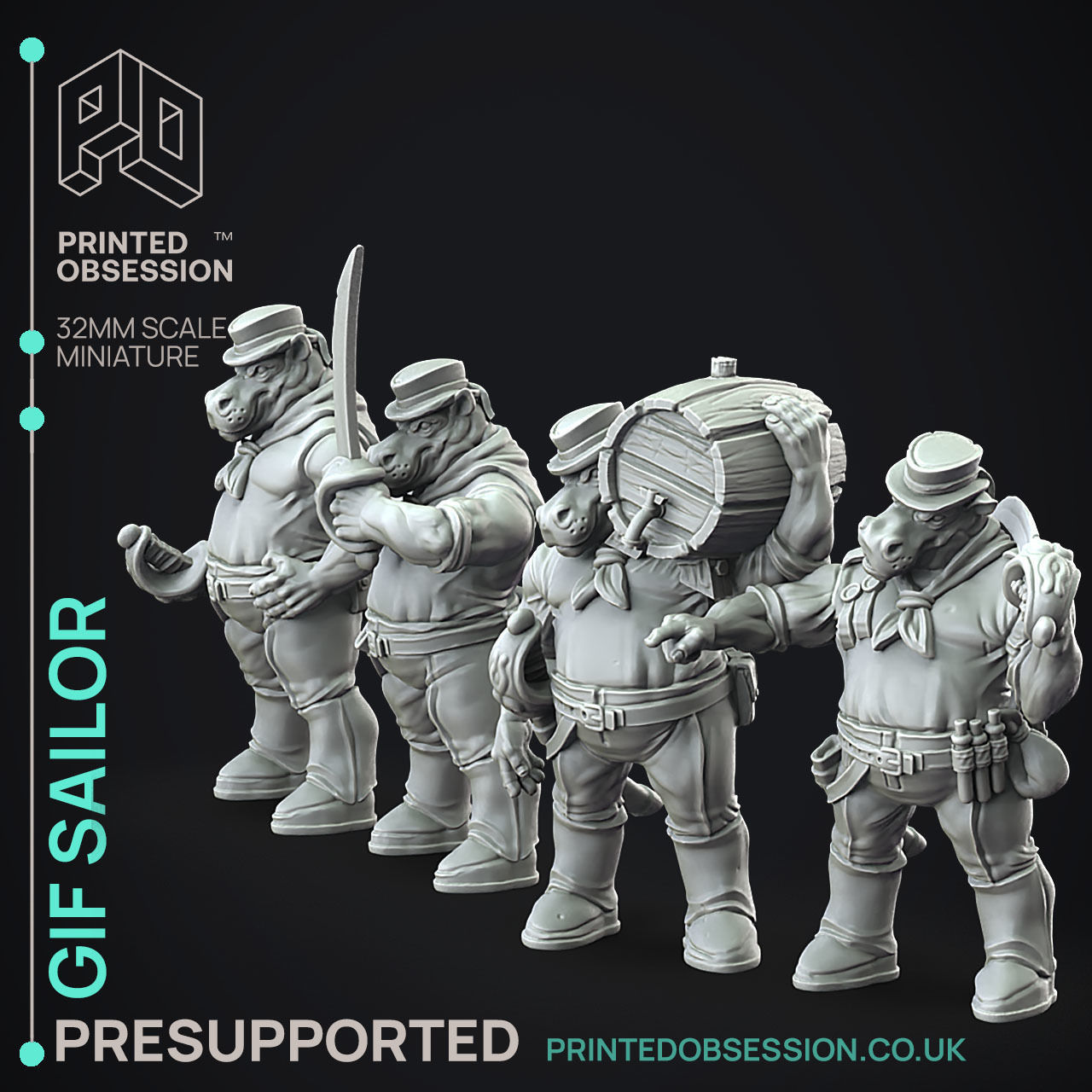 Giff Sailors - 3D Printable TTRPG - PRESUPPORTED - 32mm Scale 3D print model_2