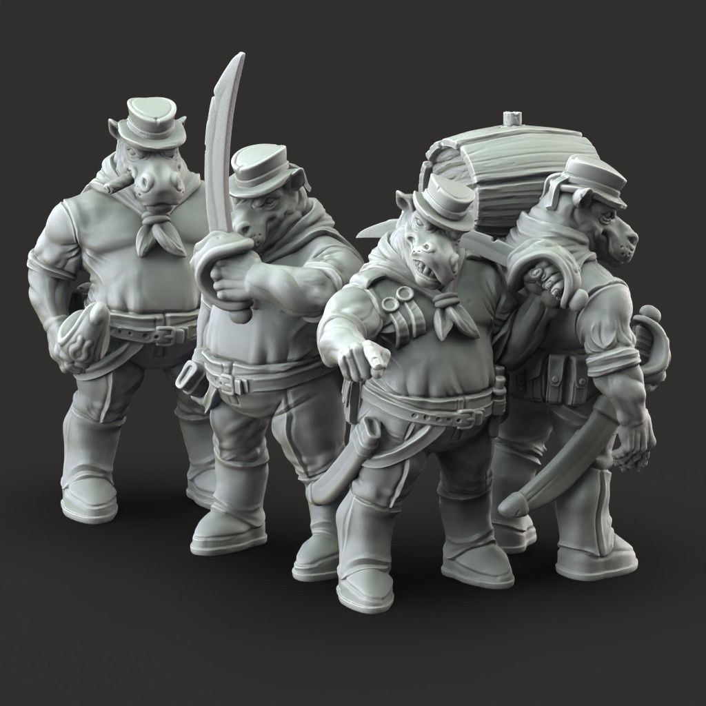 Giff Sailors - 3D Printable TTRPG - PRESUPPORTED - 32mm Scale 3D print model_12
