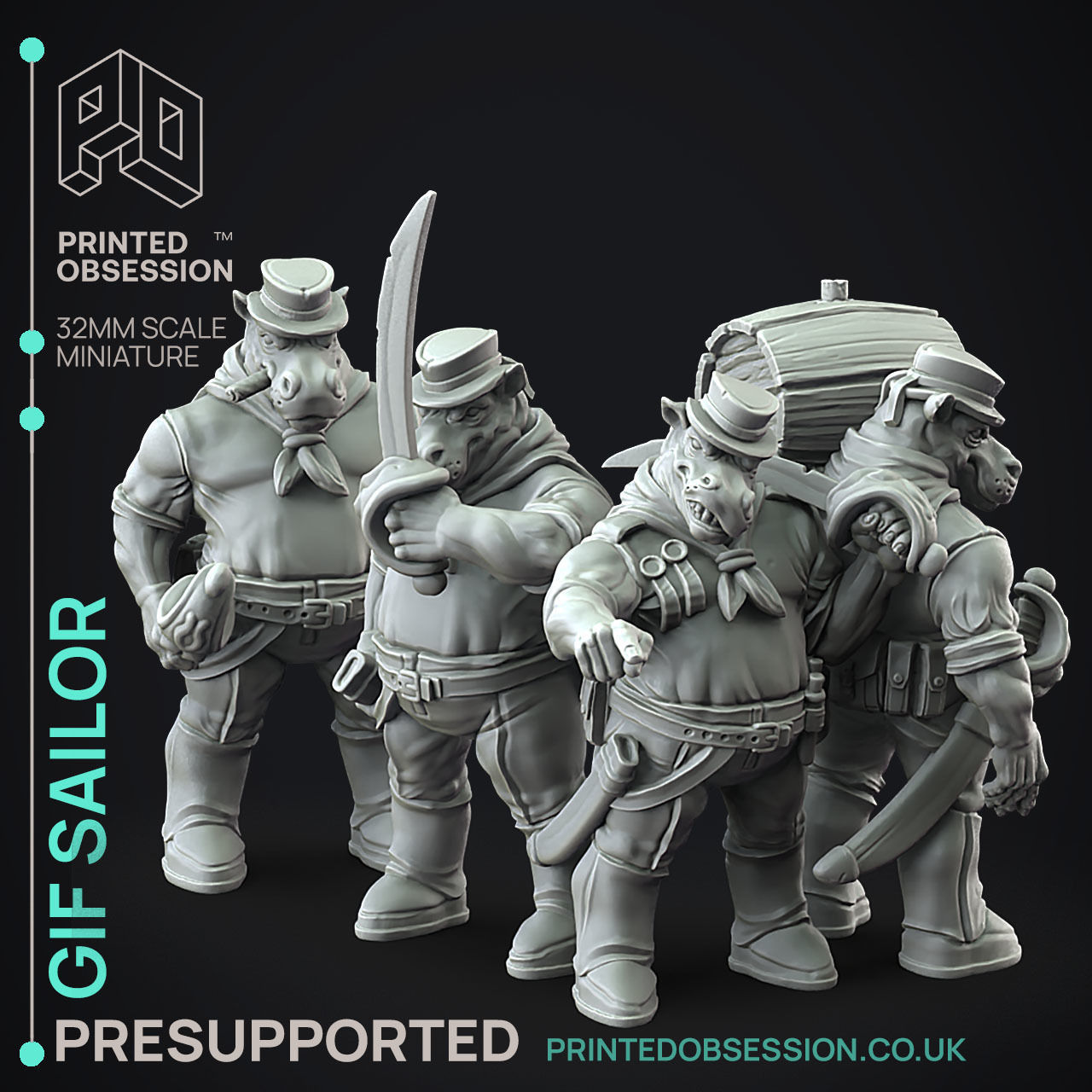 Giff Sailors - 3D Printable TTRPG - PRESUPPORTED - 32mm Scale 3D print model_4