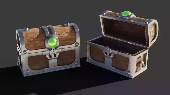 Treasure Chest Game Asset Low Poly Low-poly 3D model