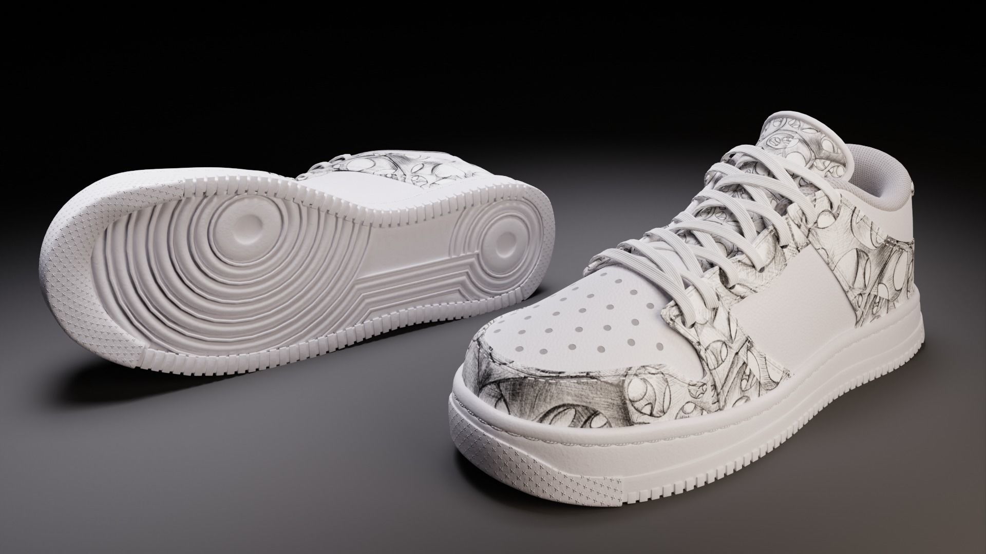 Custom Sneakers Low-poly 3D model_1