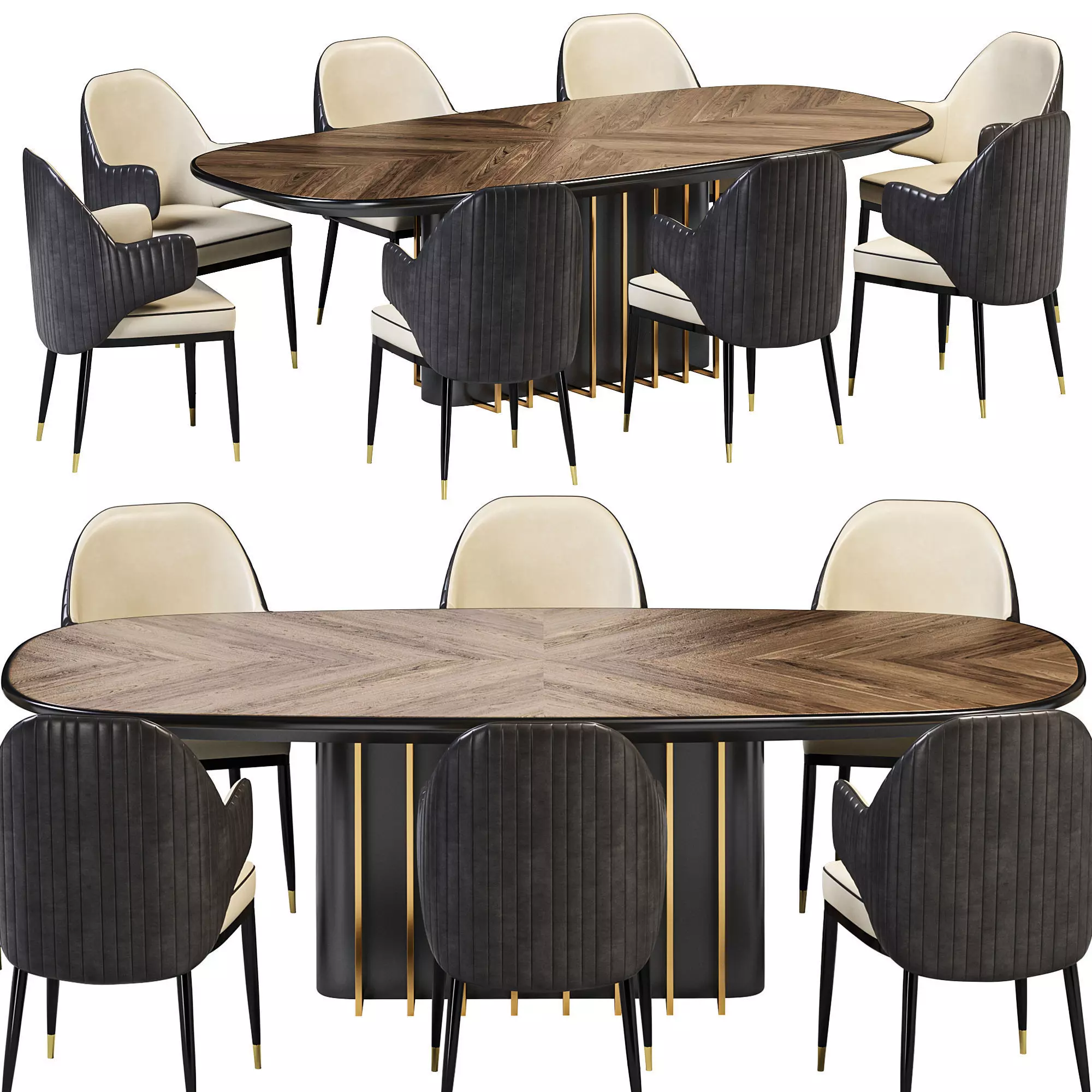 Garbo dining table and Black 3D model_0