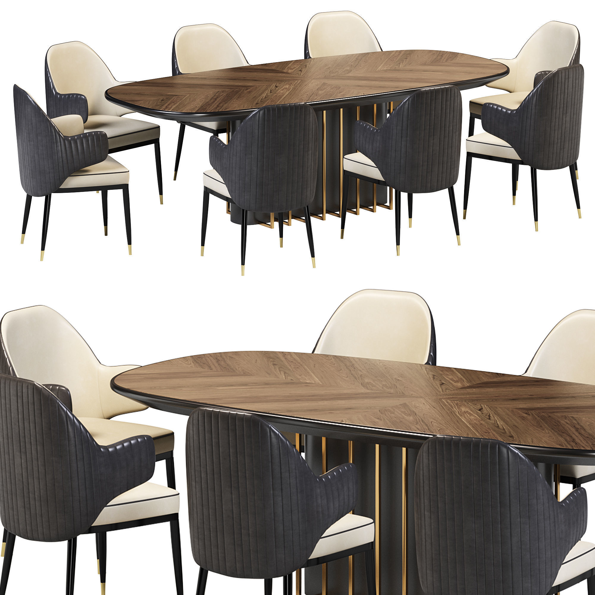 Garbo dining table and Black 3D model_1