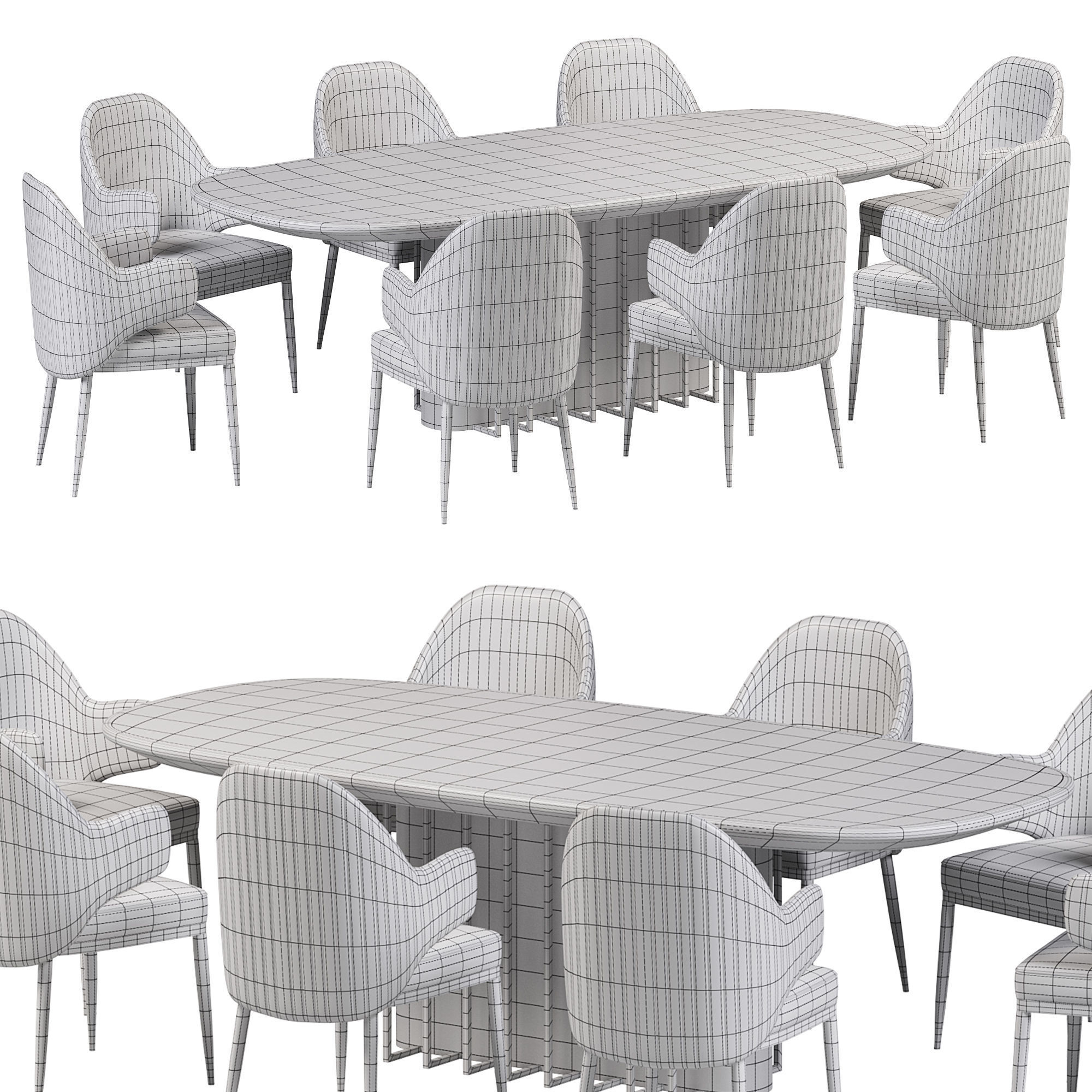 Garbo dining table and Black 3D model_2