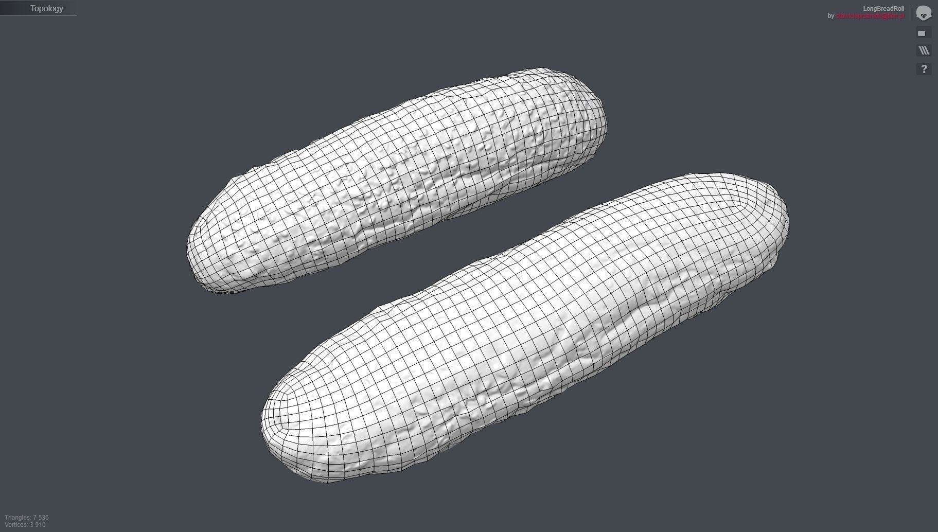 Long Bread Roll 3D model_4