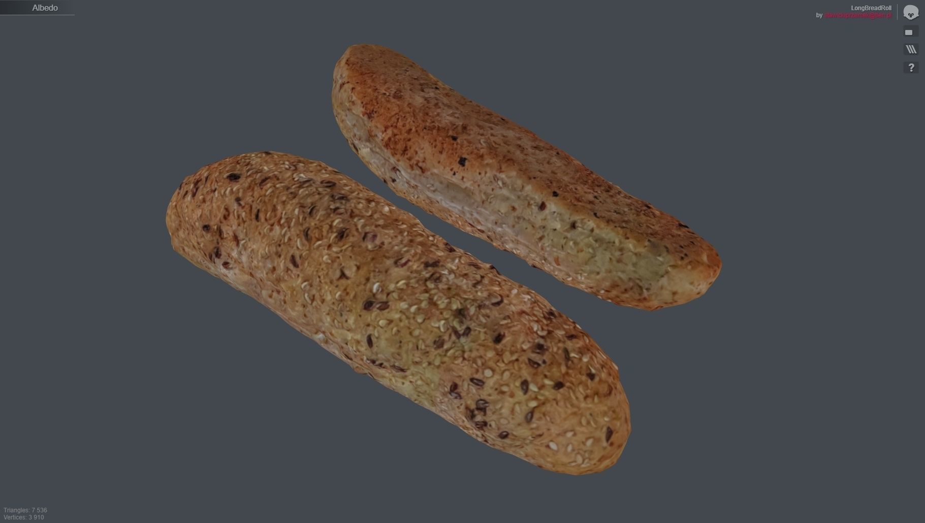 Long Bread Roll 3D model_3