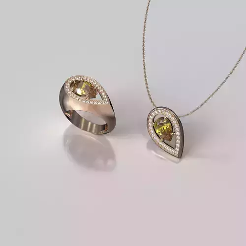 A Ring in the shape of Tear - with Pear stone 