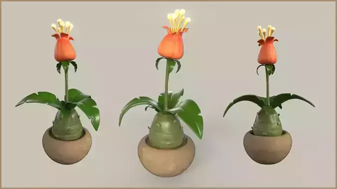 Stylized Fantasy Plant Low-poly 3D model