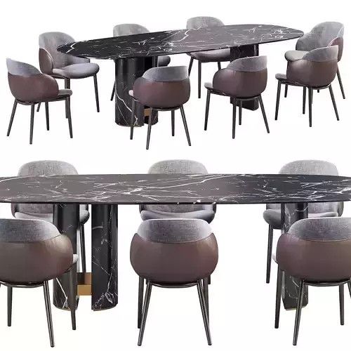 Ercole Oval Dining Table and Myway chair 3D model