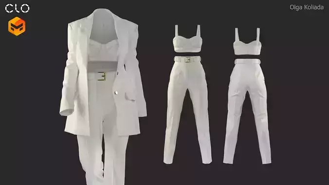 Womens trouser suit Marvelous Designer project and OBJ