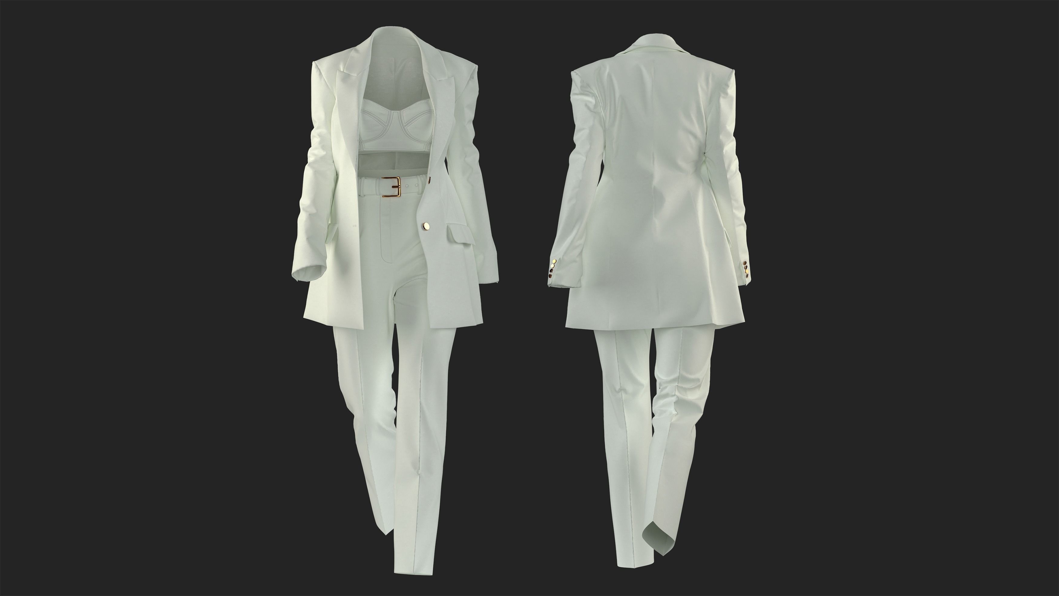 Womens trouser suit Marvelous Designer project and OBJ 3D model_5
