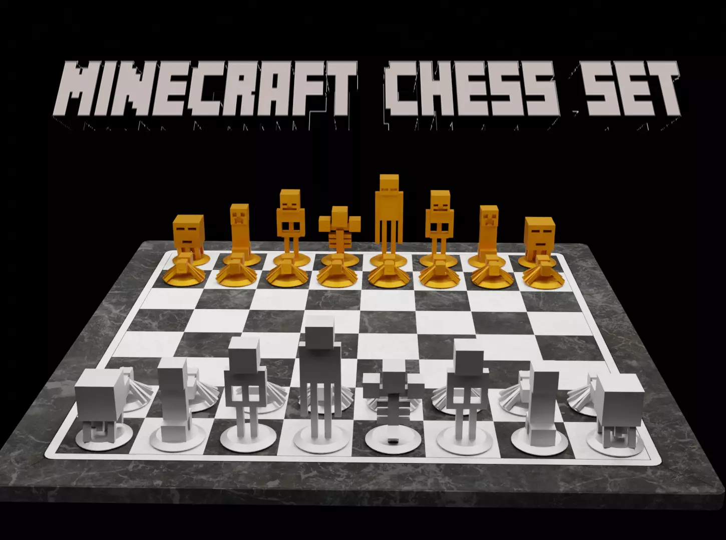 Minecraft Game Characters Chess Set - Different 6 Chess Pieces 3D print model