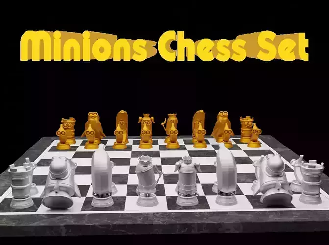 Minions  Chess Set - Minions Characters 6 Different Chess Pieces 3D print model