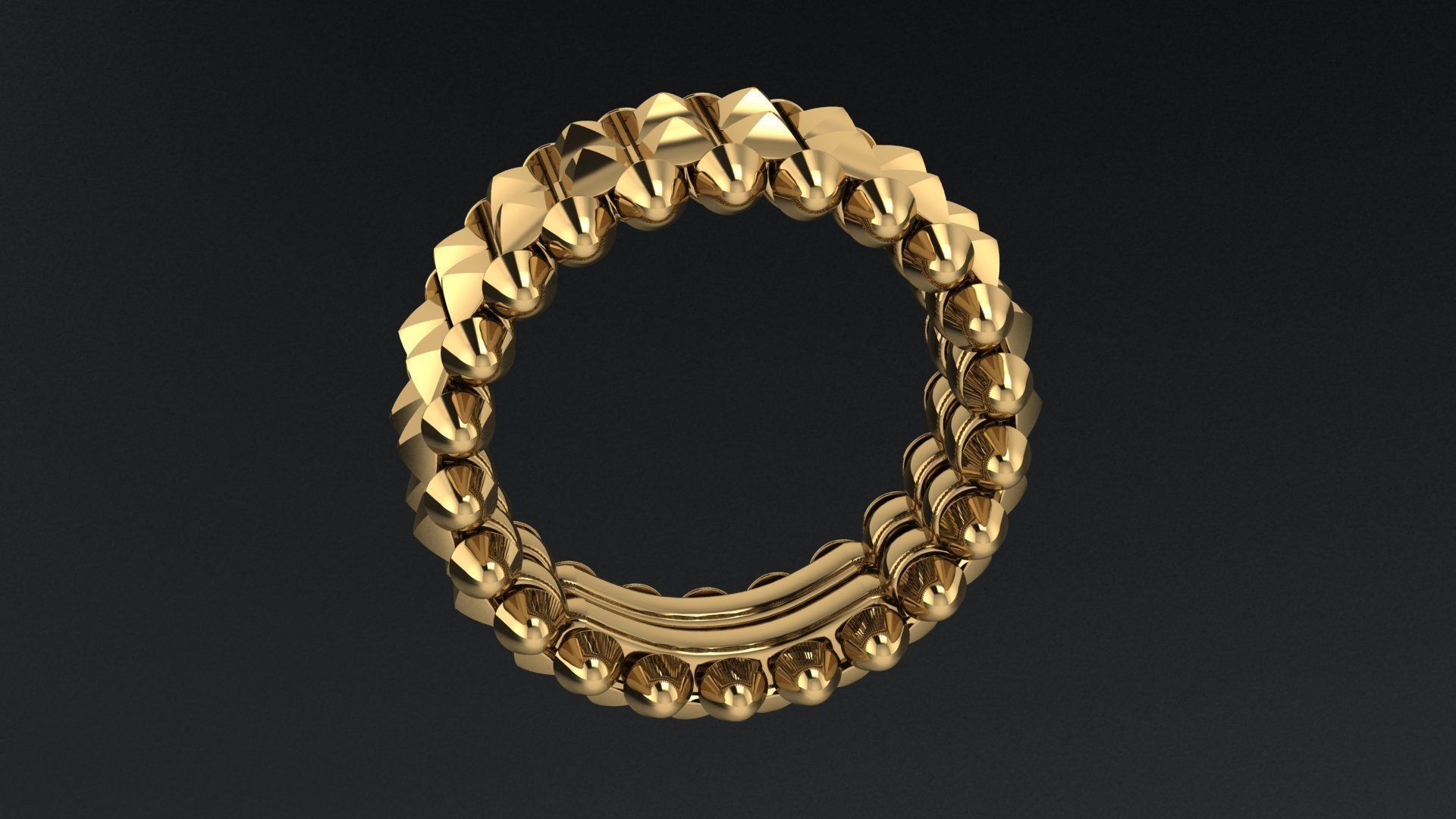 Clash Two Row Ring 17 5mm 3D print model_7