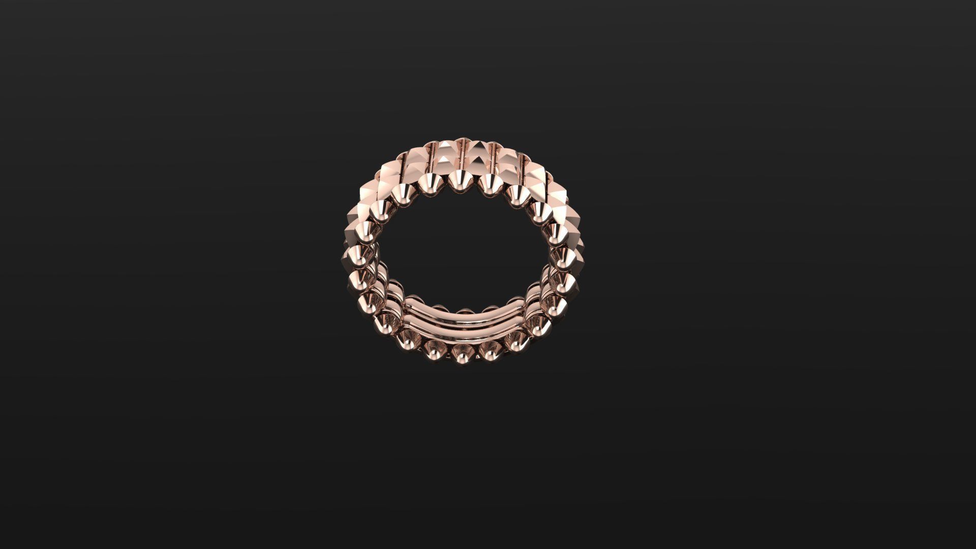 Clash Two Row Ring 17 5mm 3D print model_9