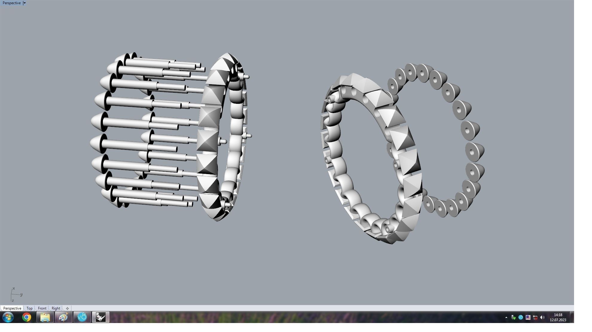 Clash Two Row Ring 17 5mm 3D print model_14