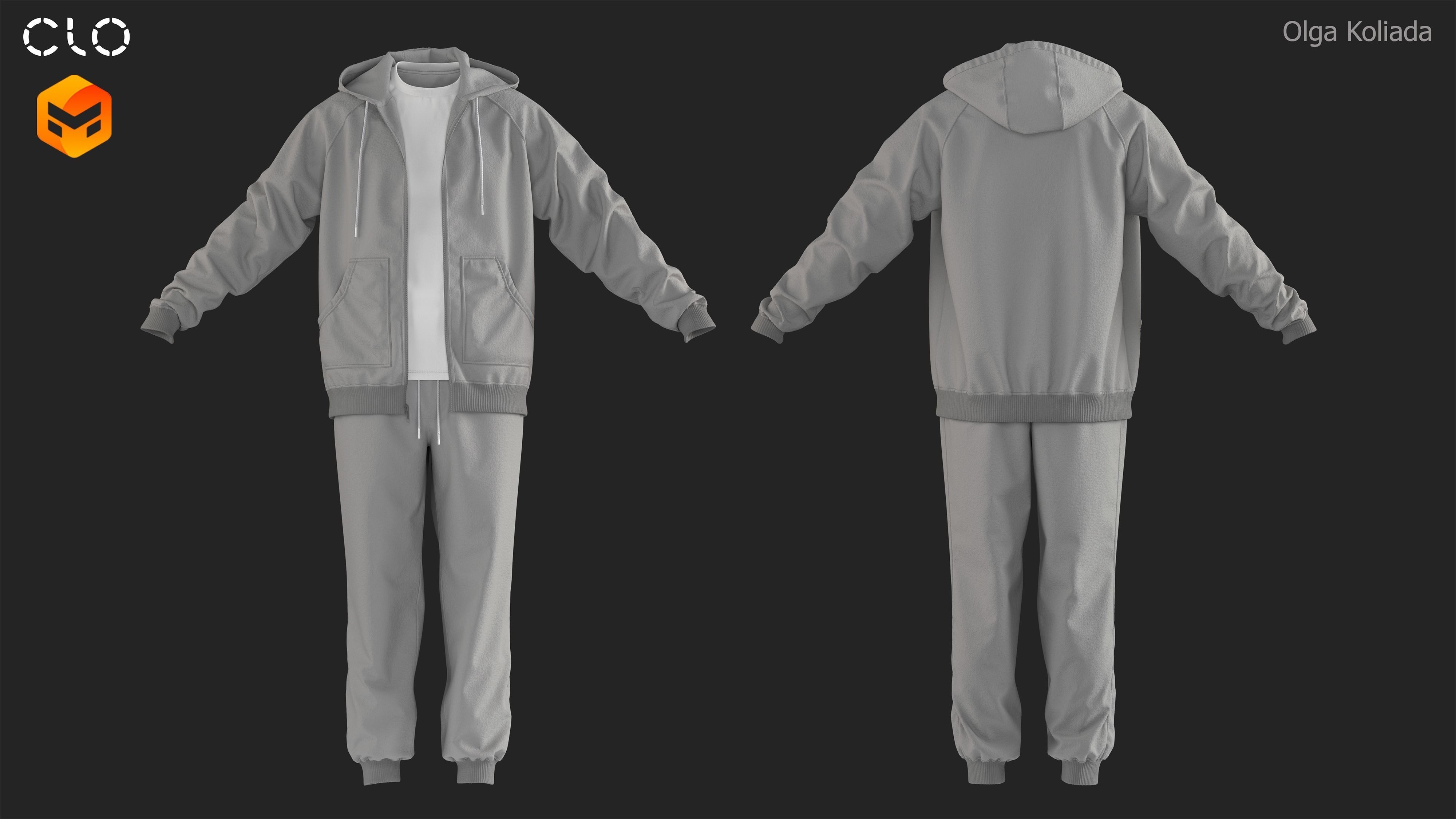 Tracksuit Marvelous Designer project and OBJ 3D model_2