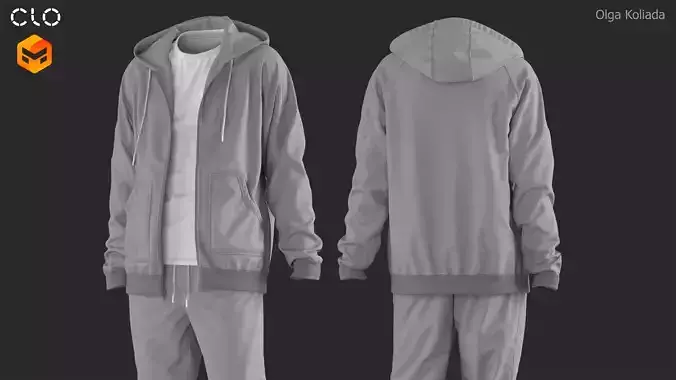 Tracksuit Marvelous Designer project and OBJ 3D model