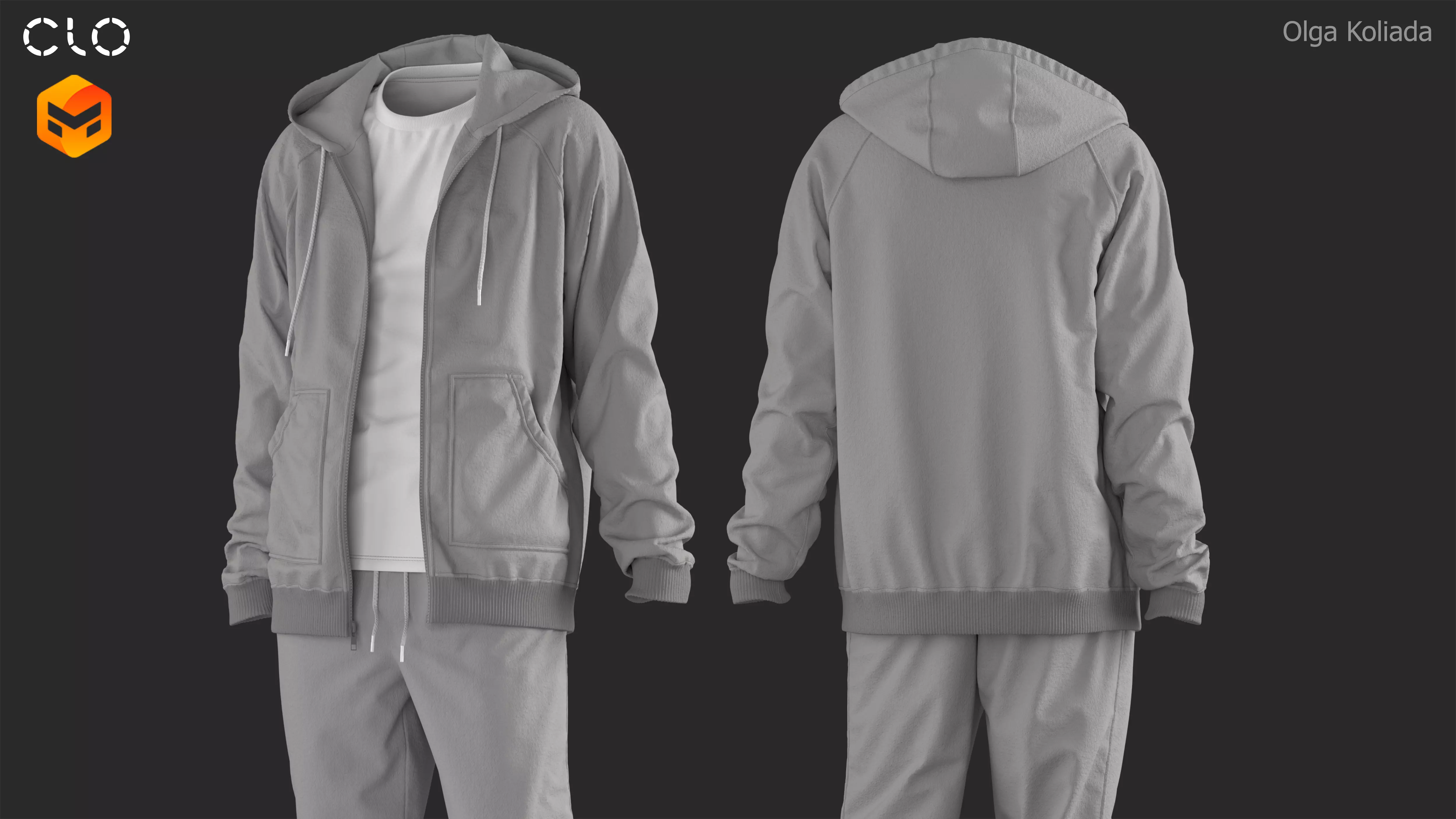 Tracksuit Marvelous Designer project and OBJ 3D model_0