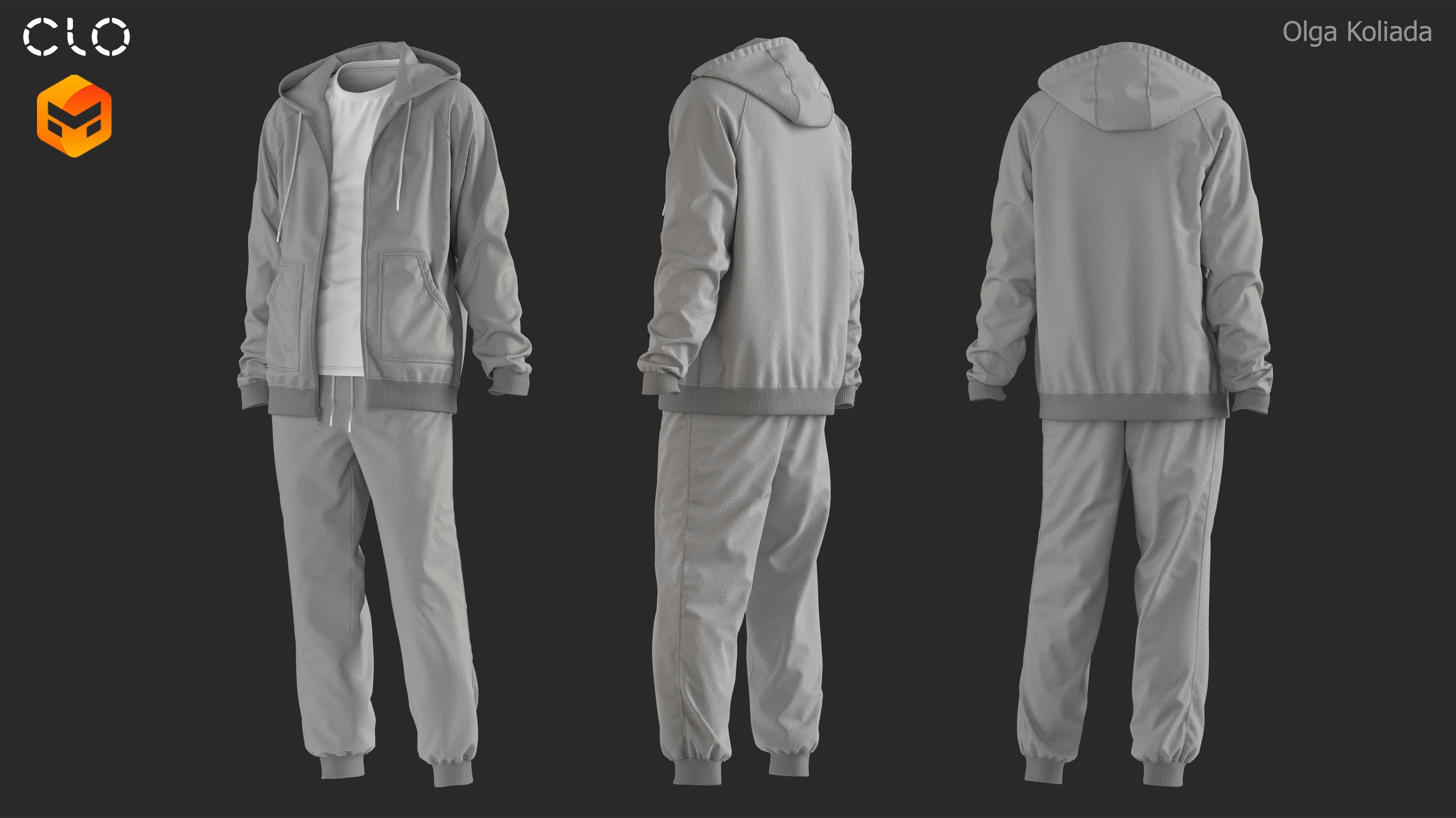 Tracksuit Marvelous Designer project and OBJ 3D model_4