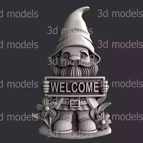 3d STL models for CNC or 3d printer gnome welcome P454 3D model