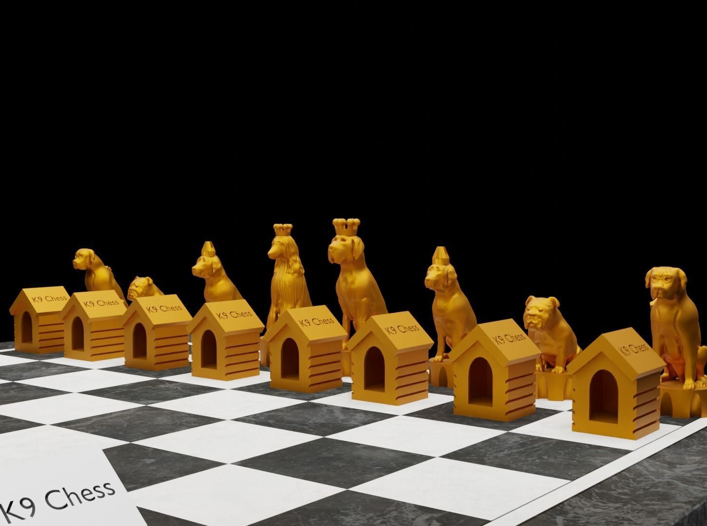 Dog Chess Set - Animal Dog 6 Different Chess Pieces  3D print model_15