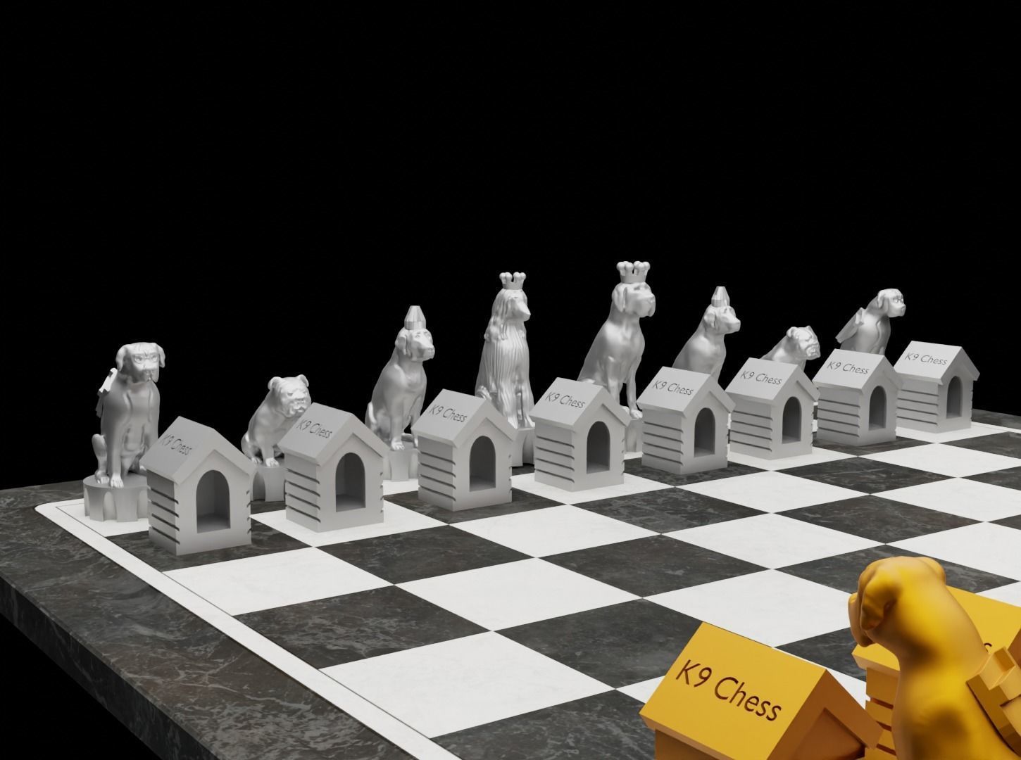 Dog Chess Set - Animal Dog 6 Different Chess Pieces  3D print model_14