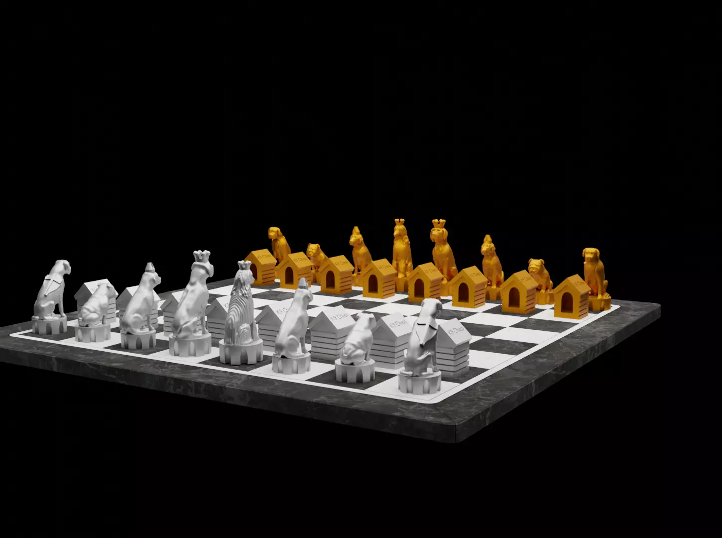 Dog Chess Set - Animal Dog 6 Different Chess Pieces  3D print model_0