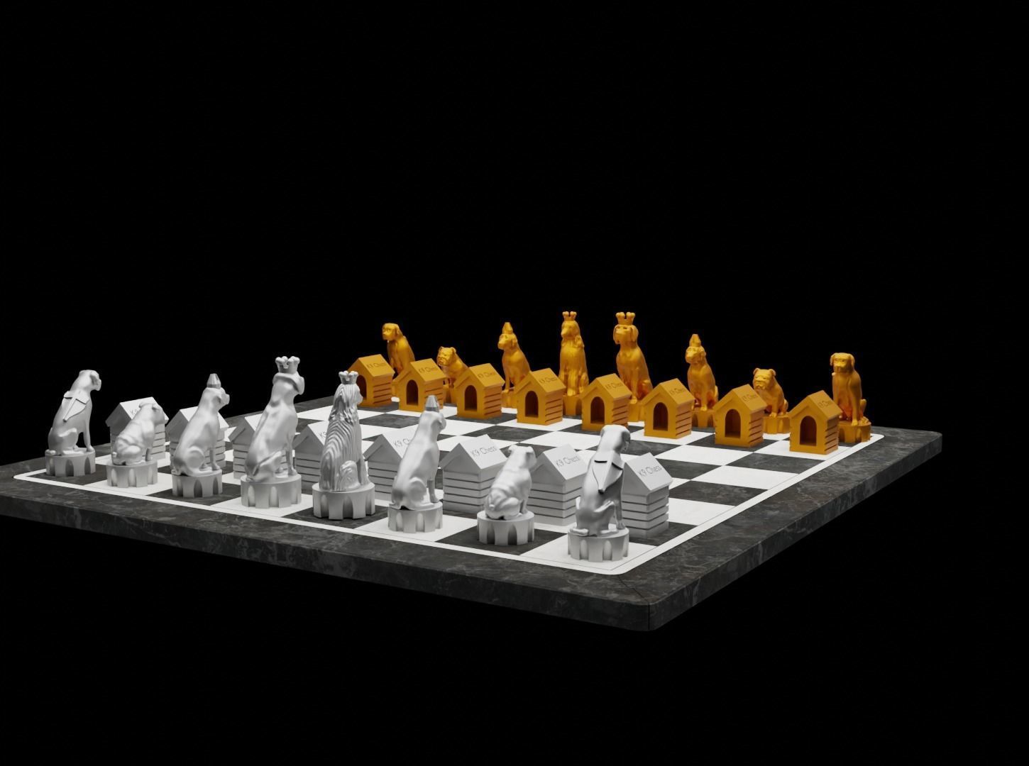 Dog Chess Set - Animal Dog 6 Different Chess Pieces  3D print model_13