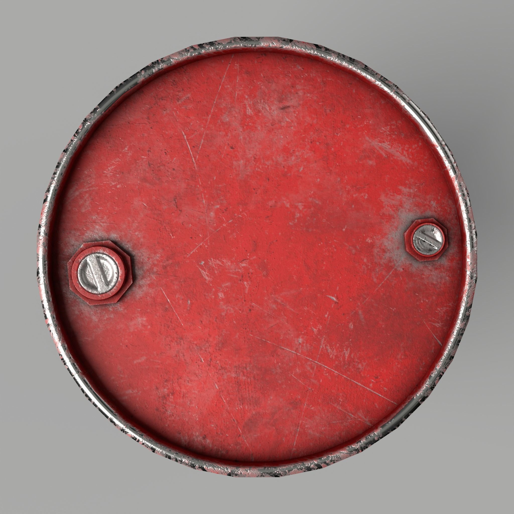 Oil Barrel Drum Metal Rusty Red Blue Low-poly 3D model_10