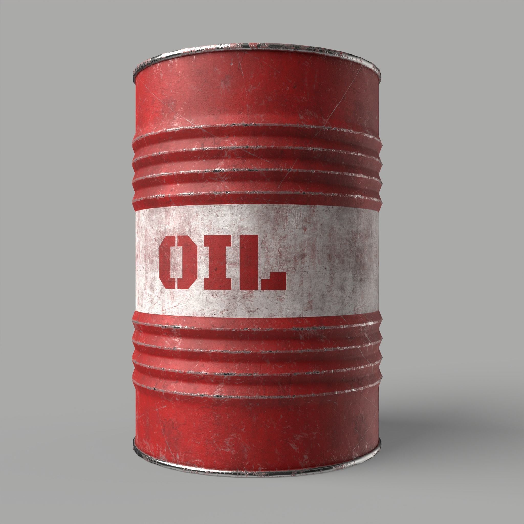 Oil Barrel Drum Metal Rusty Red Blue Low-poly 3D model_6