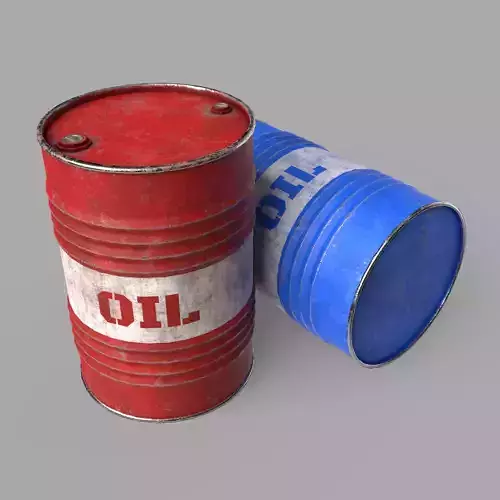 Oil Barrel Drum Metal Rusty Red Blue Low-poly 3D model