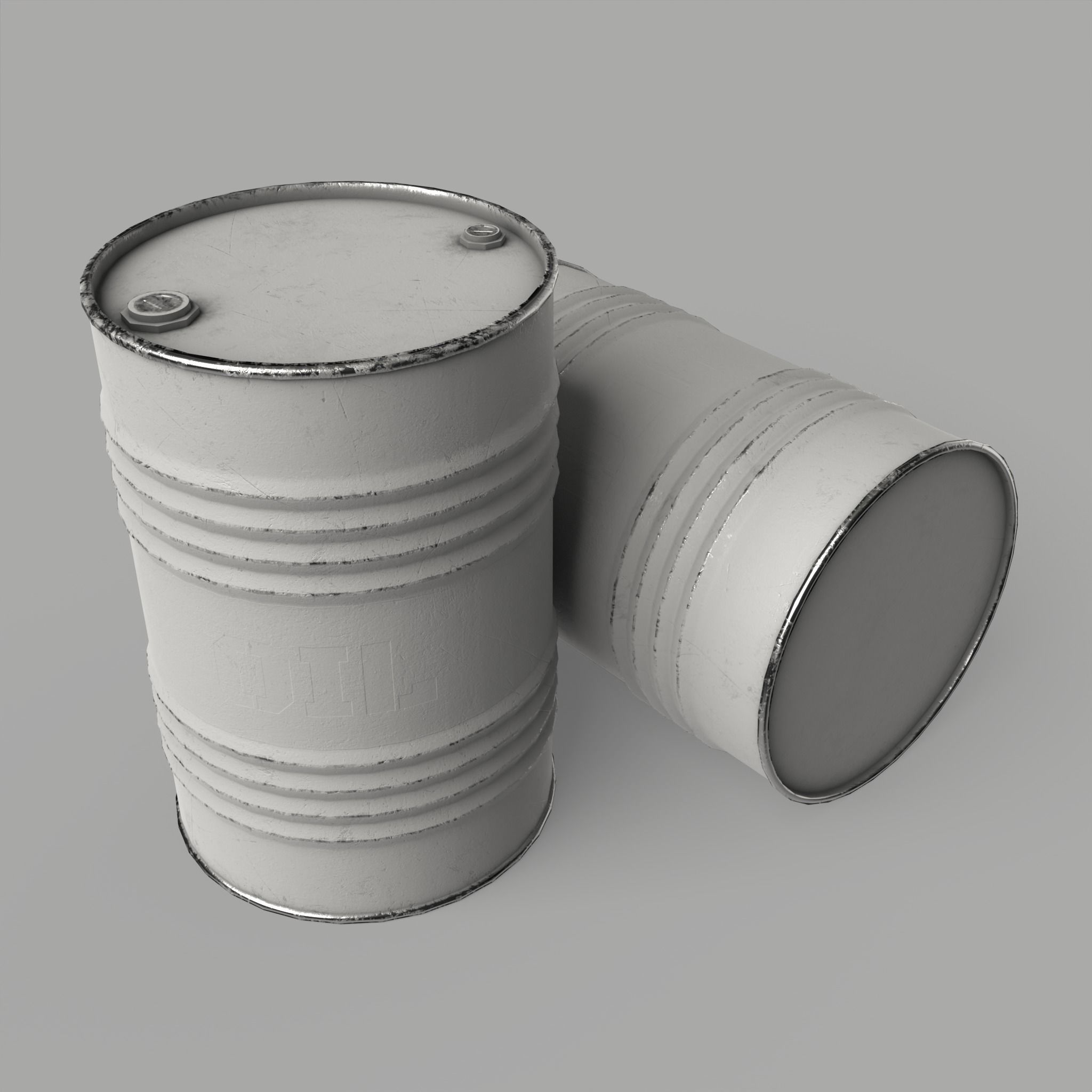 Oil Barrel Drum Metal Rusty Red Blue Low-poly 3D model_4