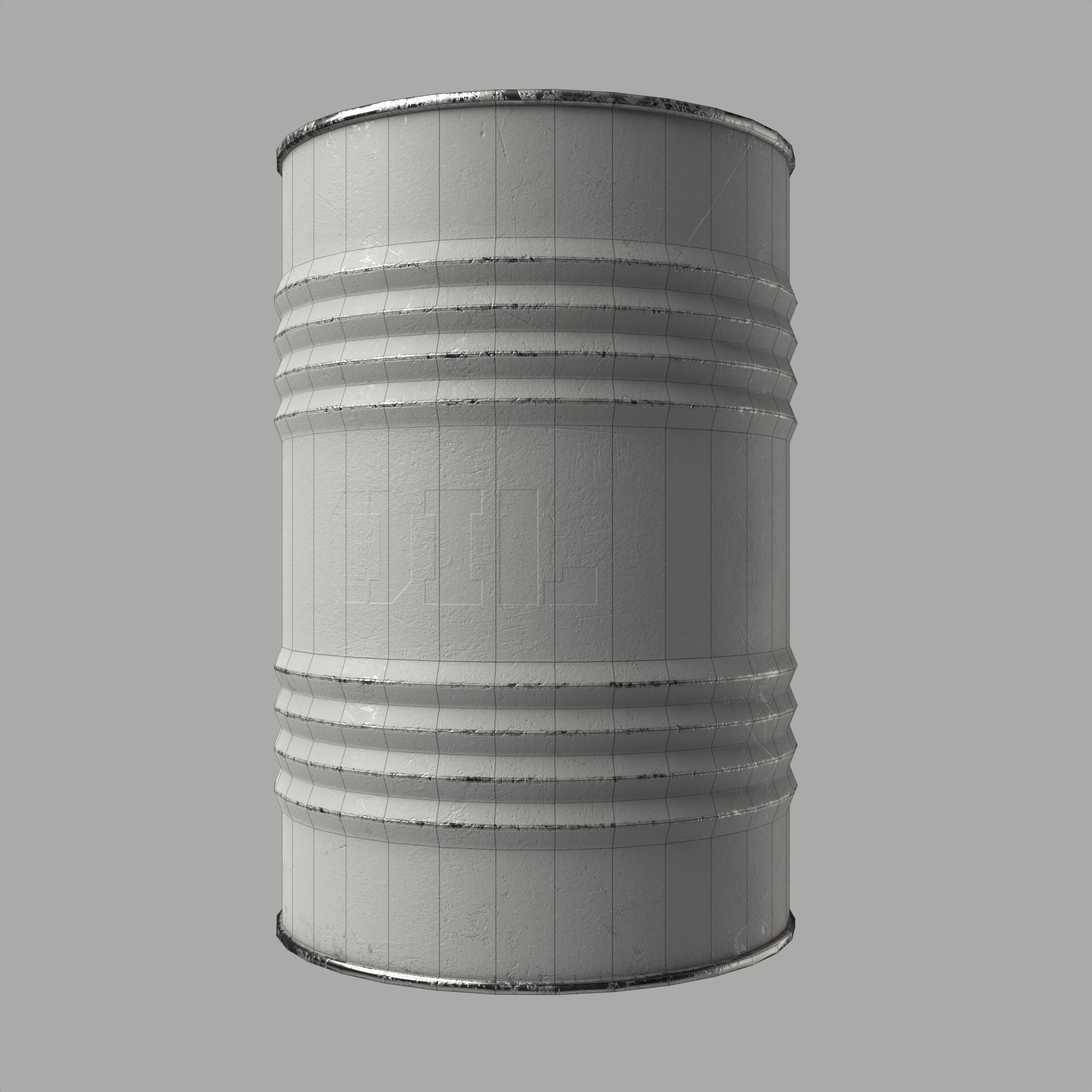 Oil Barrel Drum Metal Rusty Red Blue Low-poly 3D model_9