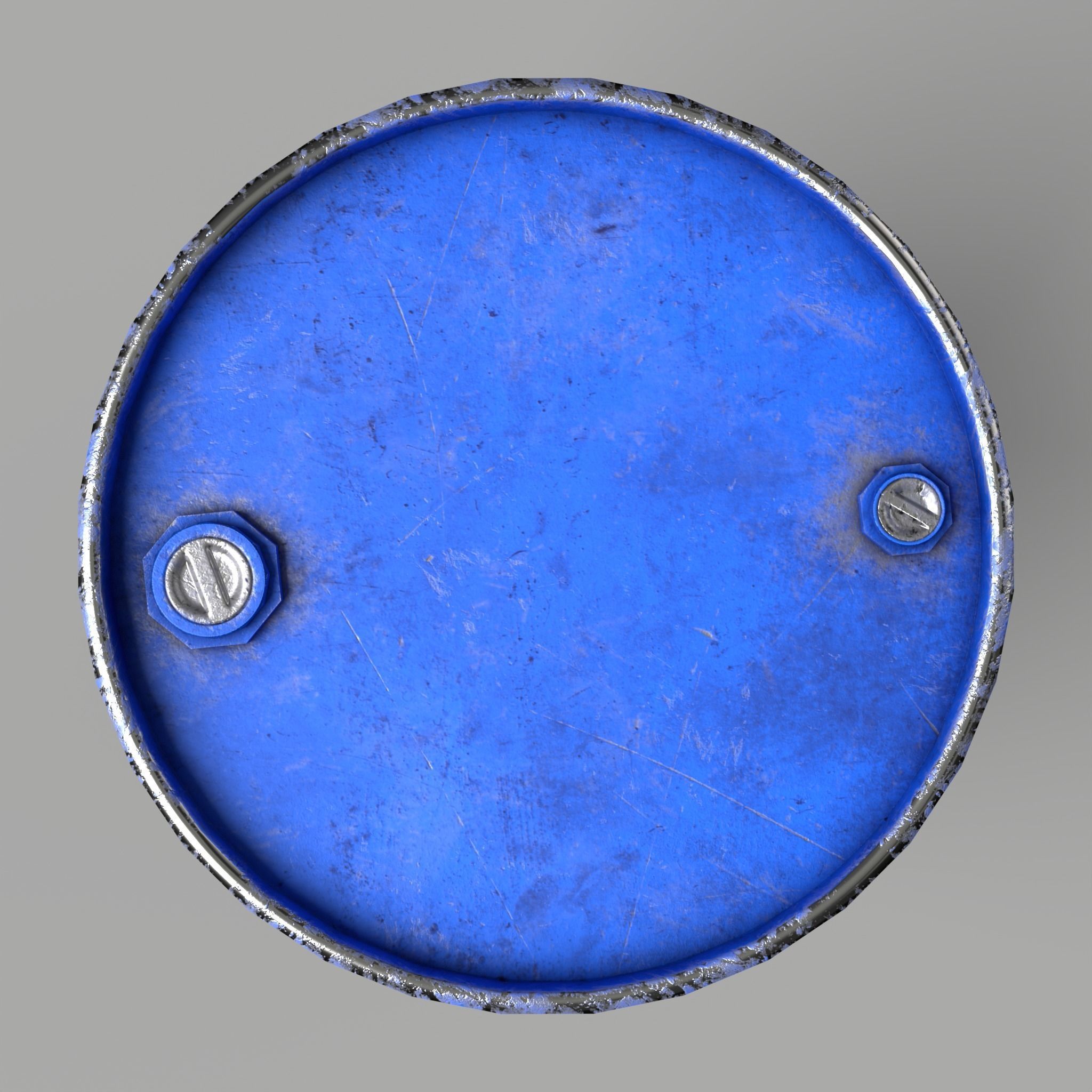 Oil Barrel Drum Metal Rusty Red Blue Low-poly 3D model_11