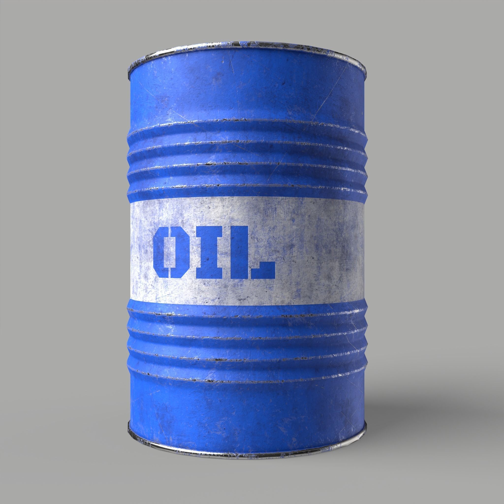 Oil Barrel Drum Metal Rusty Red Blue Low-poly 3D model_7