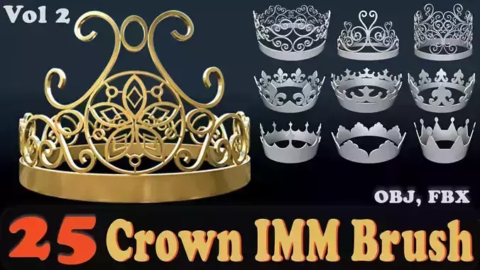 25 Crown IMM Brush Vol 2 Low-poly 3D model