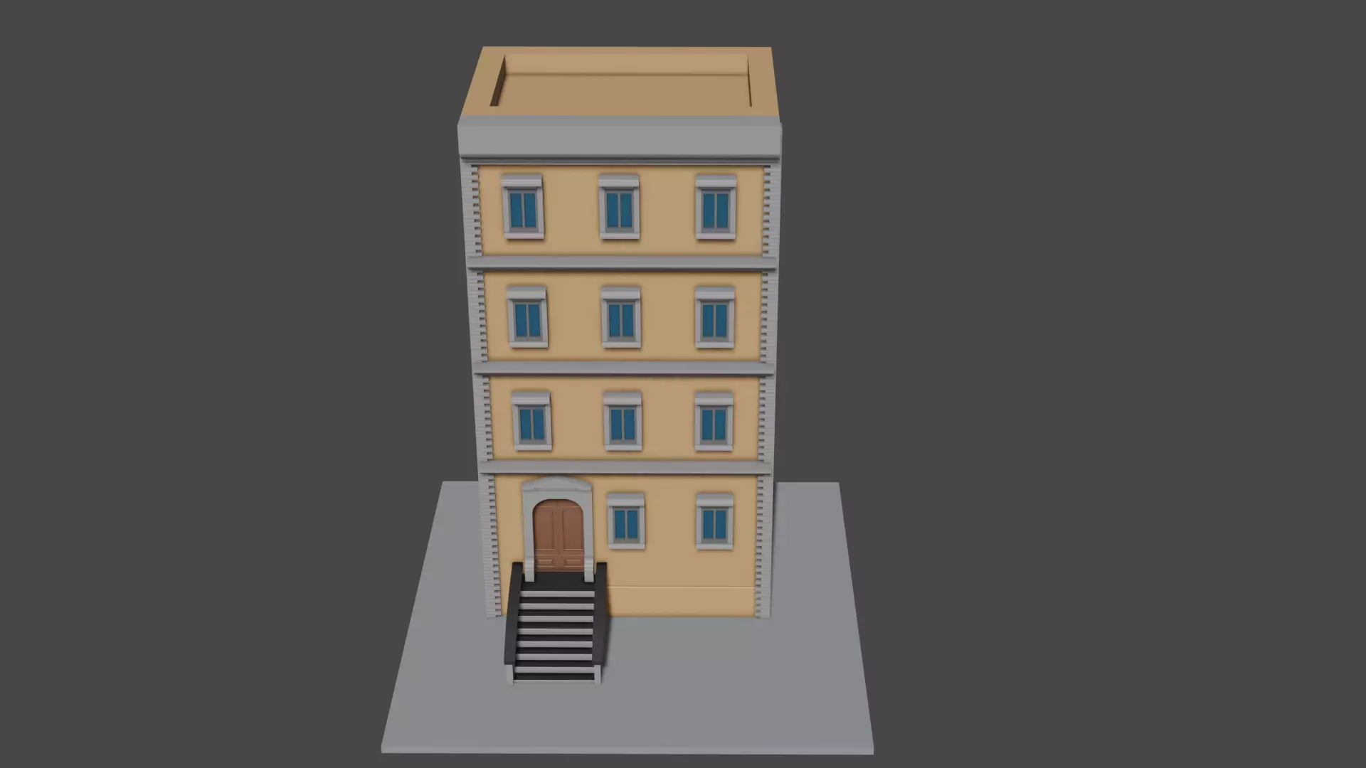 Cartoon Building Low-poly 3D model