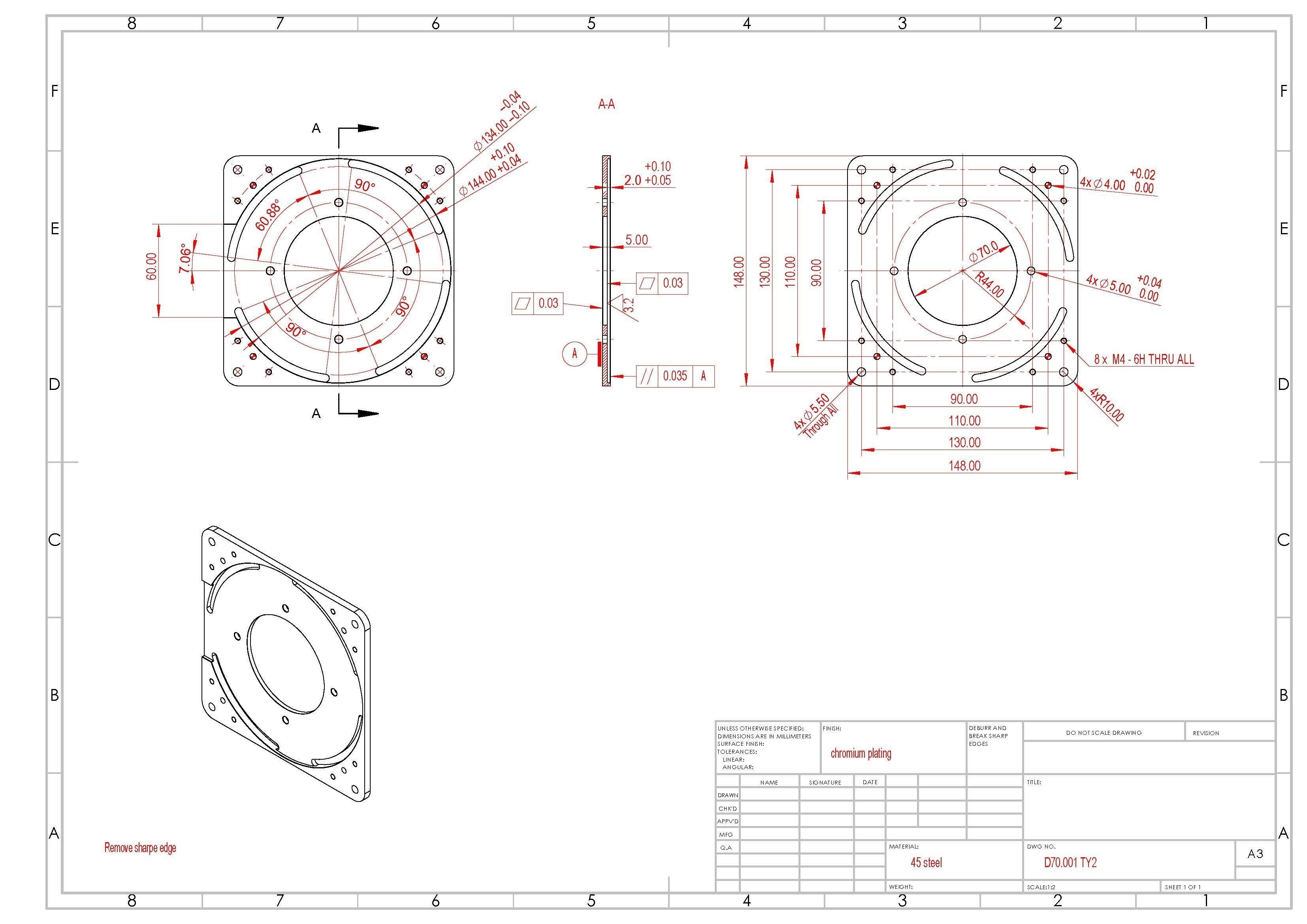 D70T8B4TY2 Motorized Manually open close shutter CNC machining  3D print model_26