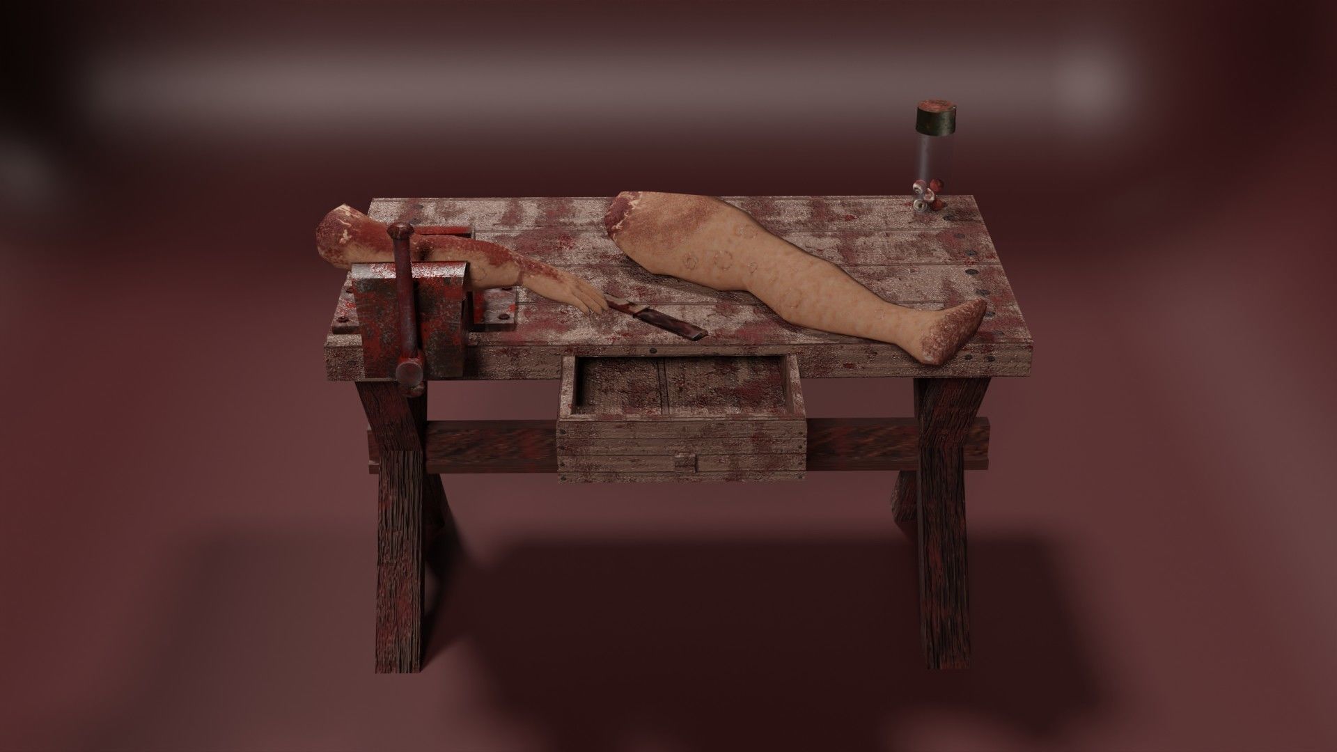Dark Butchery Watcher Vessel Grim Grip Clamp Slaughter Table Low-poly 3D model_1